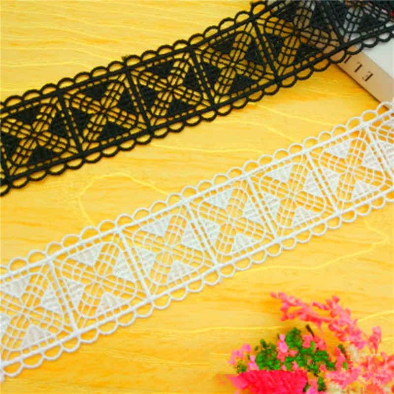 

1yards fabric lace Trim Polyester silk Embroidery Wedding Dress decoration accessories width 3.5cm Water Soluble Sewing Lace