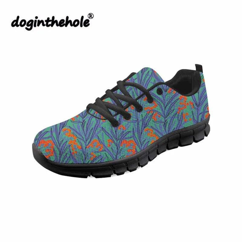 Doginthehole zapatos mujer листьев лезвия печатная дамские туфли на плоской подошве Удобные осенние кроссовки женские босоножки сетчатая обувь на
