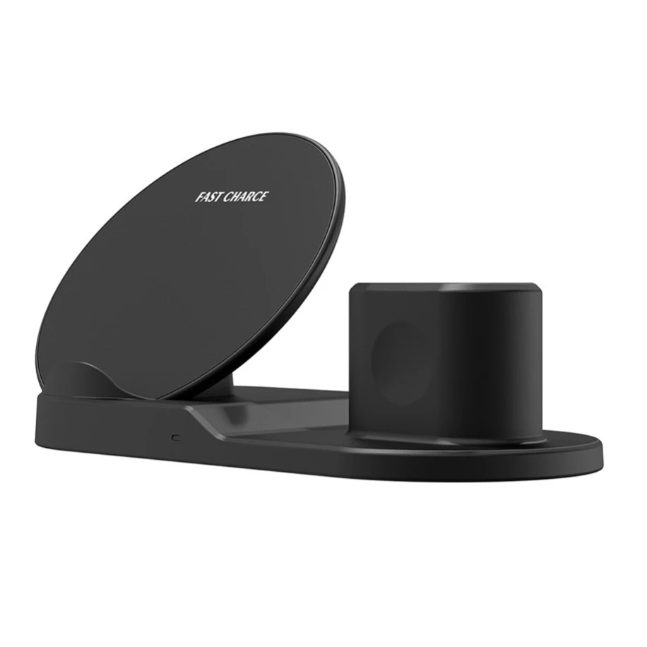 3 в 1 беспроводная Быстрая зарядка для iPhone X XS Max XR Apple Watch 4 3 2 Airpods 10 Вт Qi Быстрая зарядка для samsung S10 S9 S8 - Тип штекера: Black