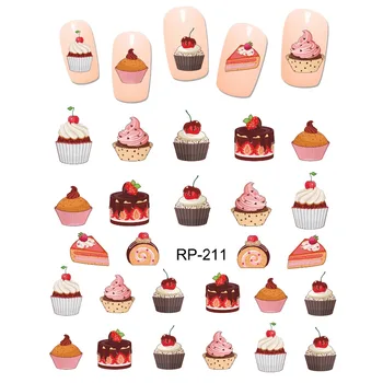 

UPRETTEGO NAIL ART BEAUTY WATER STICKER DECAL SLIDER CARTOON CUTE DESSERT CHOCOLATE CAKE TIRAMISU CHERRY FRUIT CUP RP211-216