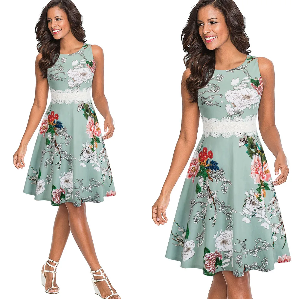 Nice-forever Vintage Elegant Embroidery Floral Lace Patchwork vestidos A-Line Pinup Business Women Party Flare Swing Dress A079 130 Nice-forever Vintage Elegant Embroidery Floral Lace Patchwork vestidos A-Line Pinup Business Women Party Flare Swing Dress A079 130