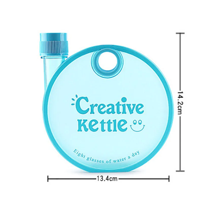 

Portable 350ML Round Flat Plastic Water Bottle Gift Student Movement Sports Kettle YU-Home