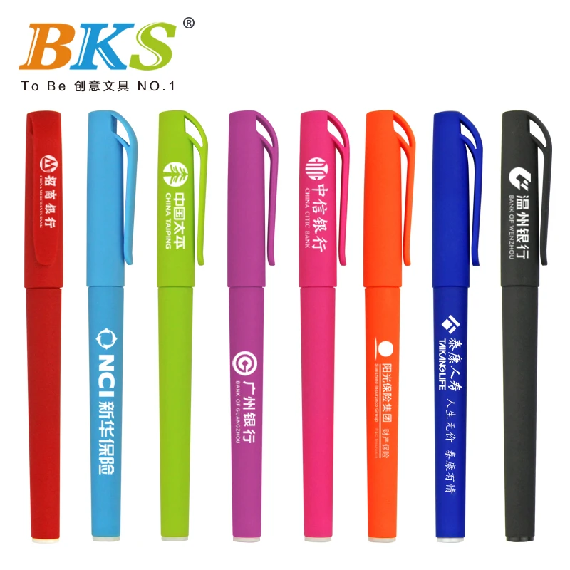 

Advertising Customized Plastic Pen Hotel plastic colorful barrel promotional gel ink pen 200pcs/lot with 1c 1 position logo