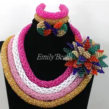 Разноцветные фантастические в нигерийском стиле свадебный костюм в африканском стиле Ювелирные наборы индийские свадебные Цепочки и ожерелья ювелирные комплект aij972