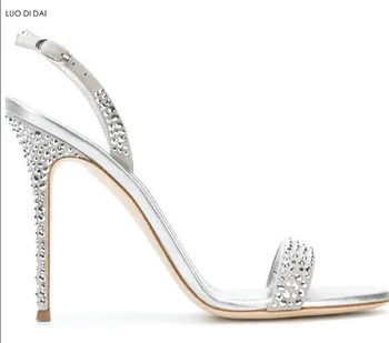 

2019 new women open toe sandals party shoes rhinestone stud sandals dress shoe sexy summer glitter high heels crystal shoes