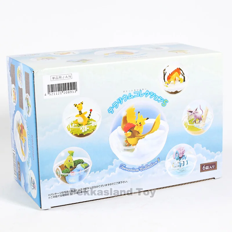 Новинка, 6 коробок/набор, прозрачный шар Pika Chikorita Articuno Eevee pkm, фигурки, игрушки, милая модель комнаты, украшение для детей