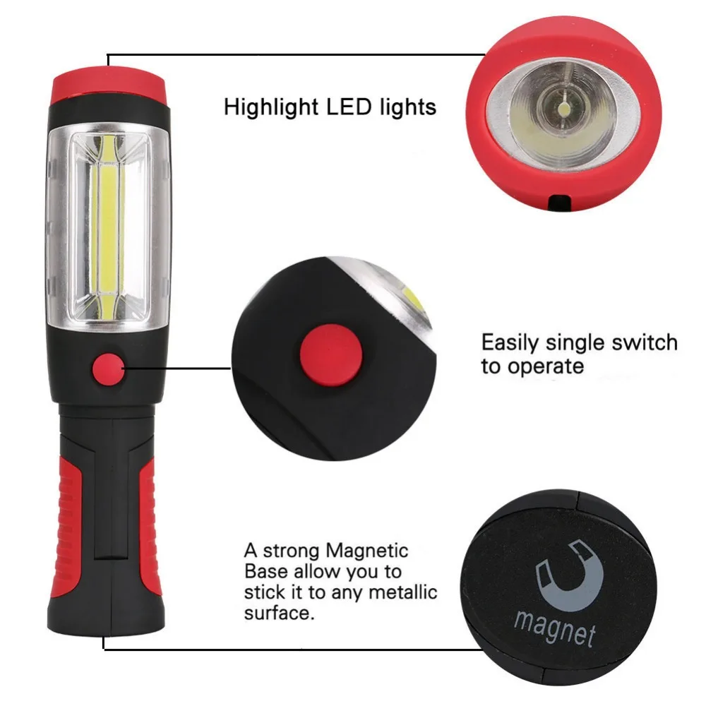 Супер яркий COB светодиодный светильник-вспышка, рабочий светильник фонарь, стоячий светильник, магнитная лампа для палатки+ крючок для путешествий на открытом воздухе, для ночной езды