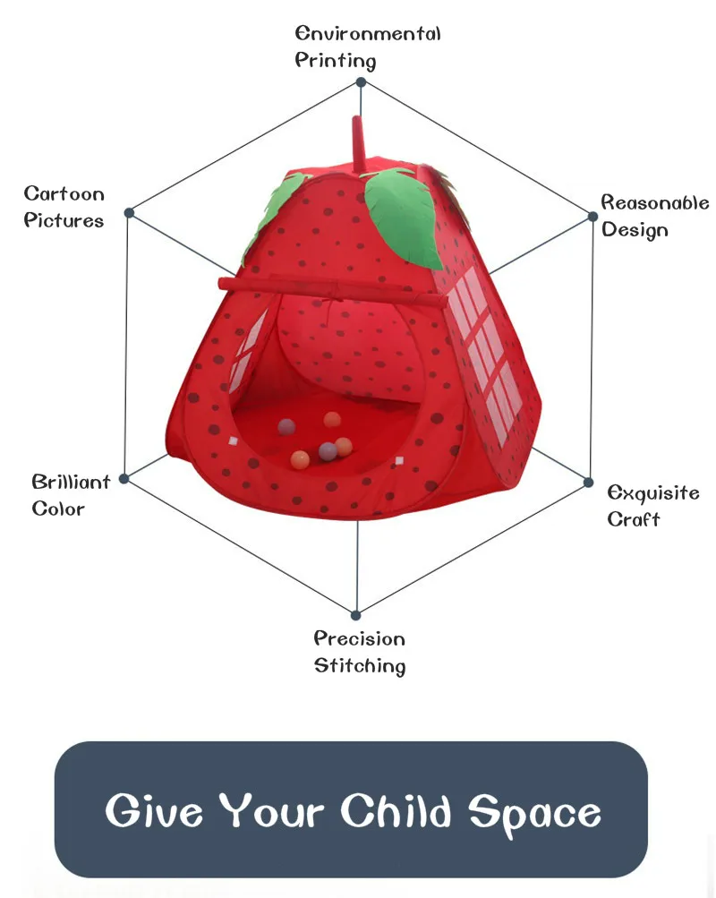 Игровой домик в форме клубники, Игровая палатка, мяч, бассейн, для помещений, для улицы, игрушки для девочек, принцесса, портативный складной игровой домик, игрушка для детей
