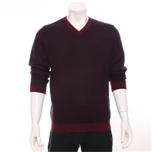 Козья кашемира темно-аргл добавить толстой вязки мужчины бутик Повседневный пуловер Vneck Фиолетовый Красный 2 вида цветов S-3XL Розничная и