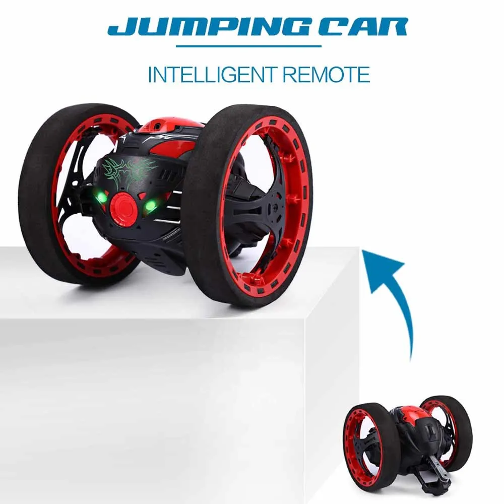 

New Mini Cars Bounce Car 2.4GHz RC Car with Flexible Wheels Rotation LED Light Remote Control Robot Car for kids Gift Toy