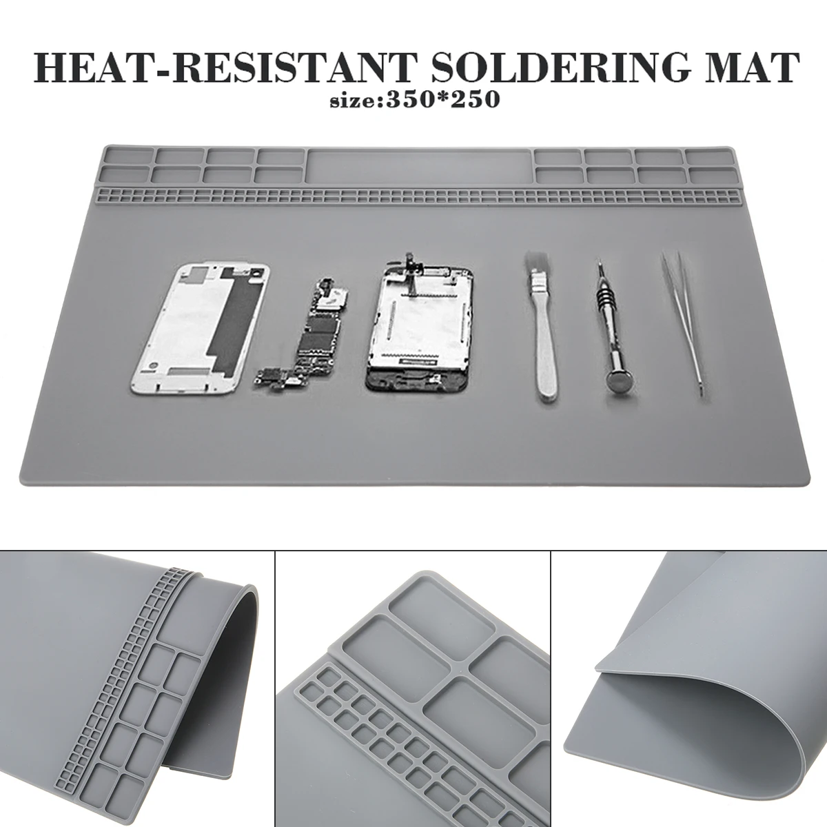 35x25cm Heat Insulation Silicone Repair Pad Magnetic Soldering Work Mat Welding Soldering Maintenance Repair Tool