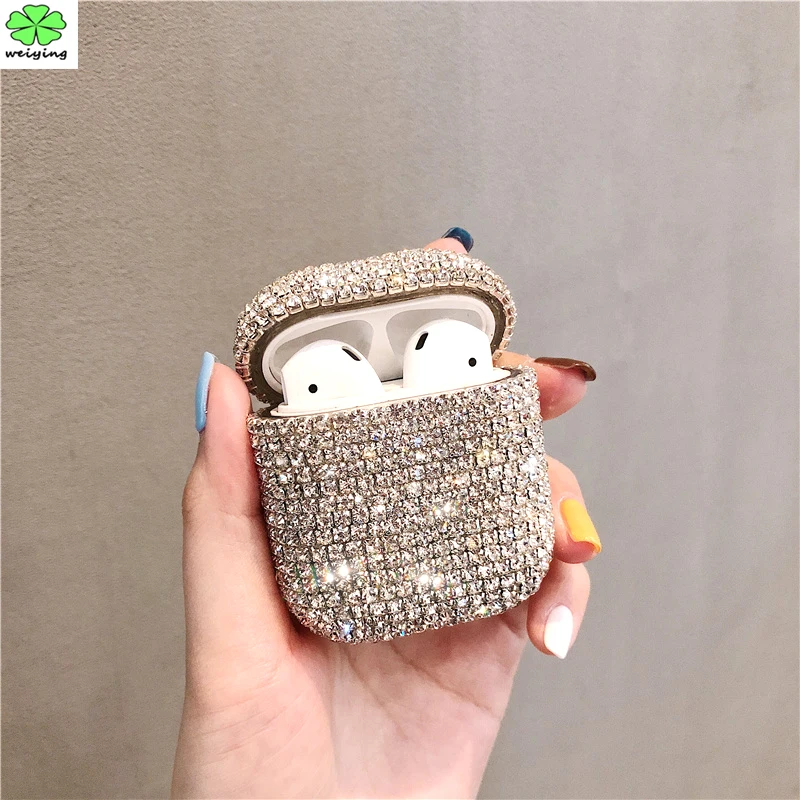 

Bling diamonds hard Shell for Apple Airpods case protective cover Glitrer Wireless Bluetooth Earphone Case Charging box bags 1 2