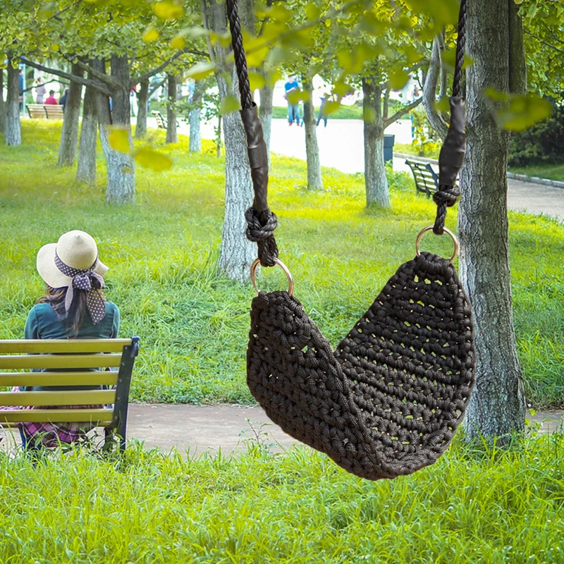 Child Outdoor/indoor Garden Swings For Kids Hand-kitting Swings Seat With Adjustable Ropes Toys Hammock Chair Baby Gifts 3