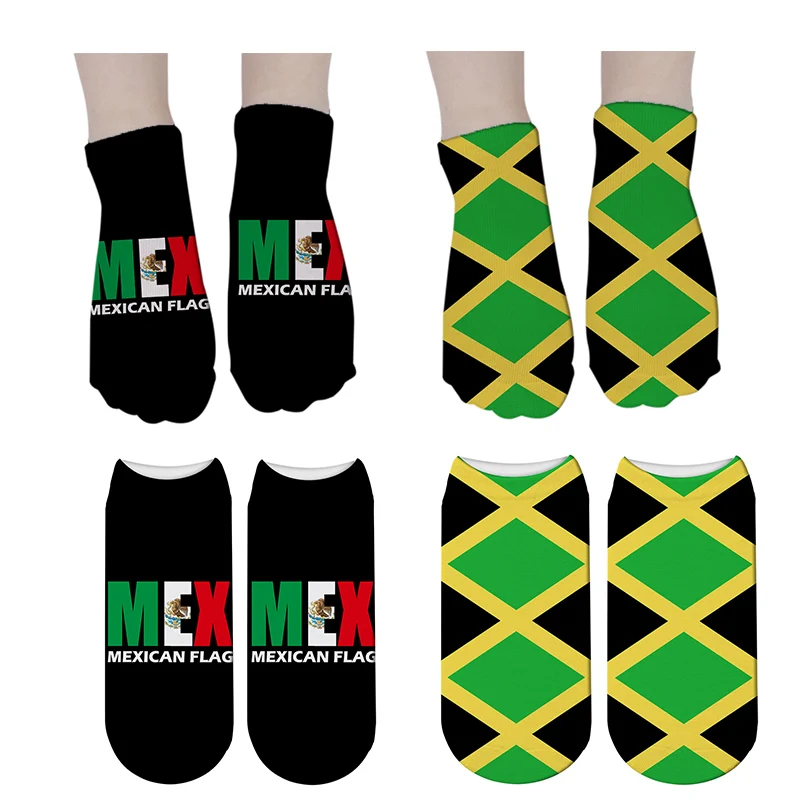 

2019 Funny 3d Print Socks National Flag Blue square Hot Socks Women Cotton Unisex Low Ankle Socks Fahion Sox 7S-ZAS10