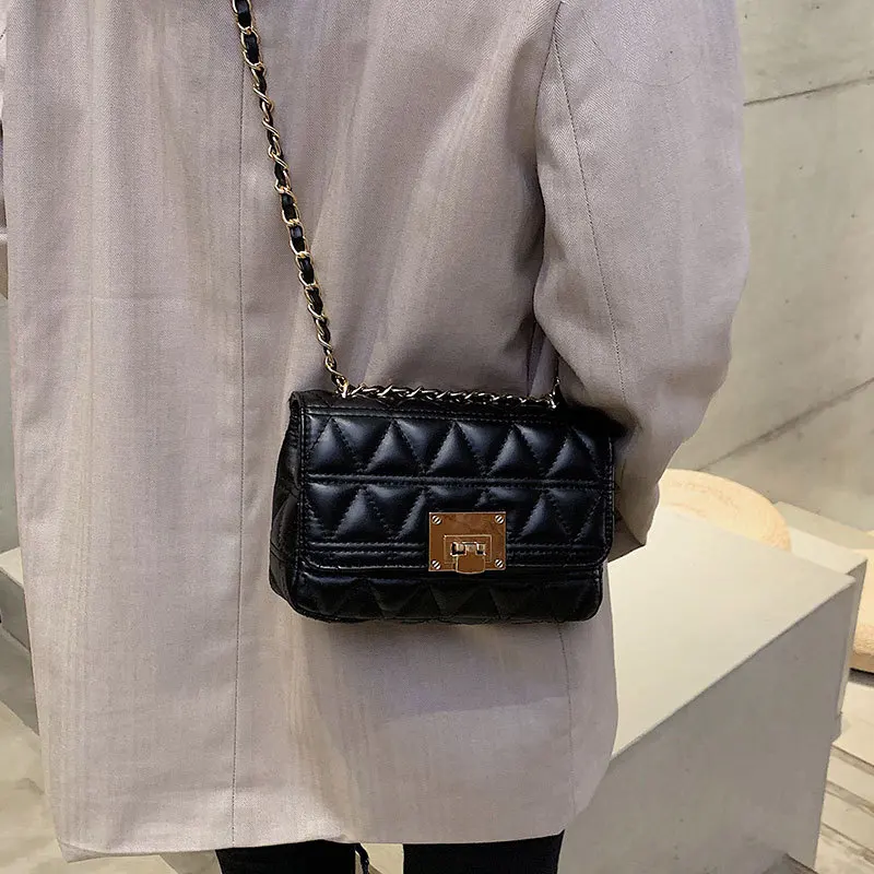 

Hot Fashion Lattice Crossbody Bags for Women 2018 High Capacity Chain Shoulder Bag Handbag PU Leather Women Messenger Flap Bags