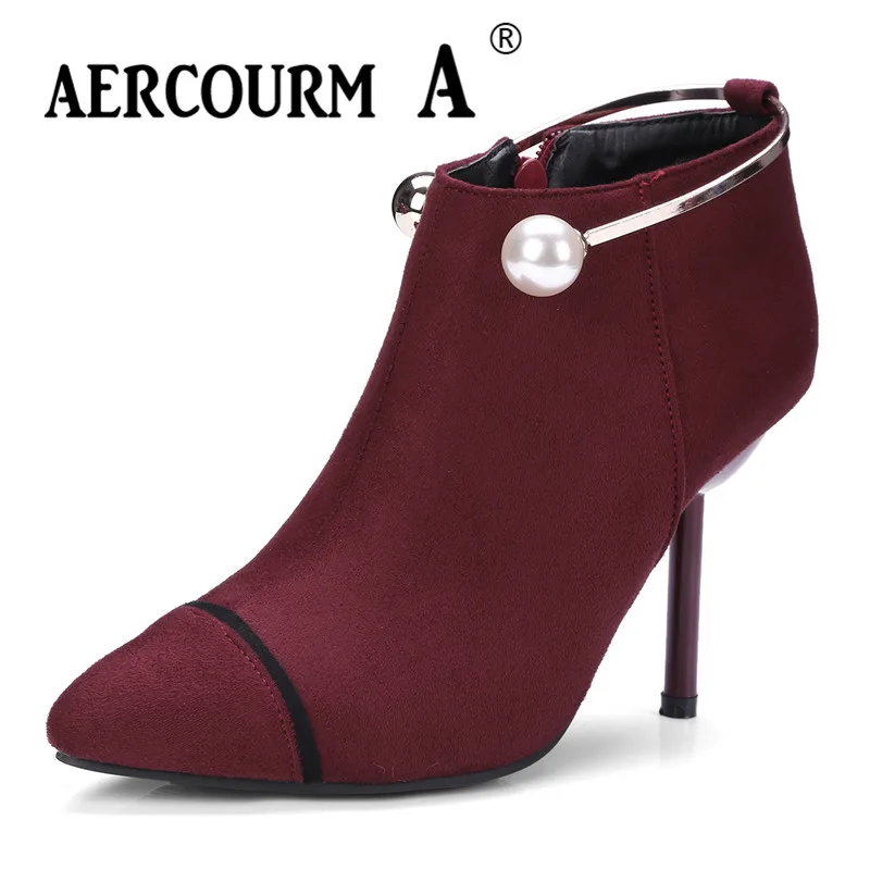 Aercourm A 2018 Women Ankle Boots Lady Black Zip Shoes PU Leather Winter Short Plush Zipper Casual Martin | Обувь