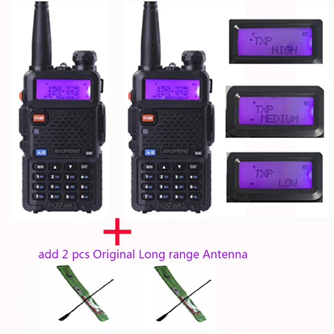 2 шт. CB радиосвязь 8 Вт Baofeng Uv-5r дальняя рация 10 км taki Vhf Uhf HT Radio оборудование мобильное HF baufeng аурикулярное - Цвет: add 2 Long Antenna