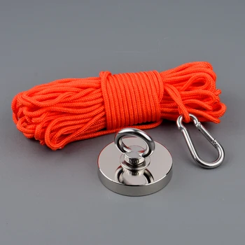 

Super Powerful Salvage Magnet Fishing Magnets Treasure Hunt Magnetic Material Neodymium 350kg Strong Magnet Base with 20 Rope