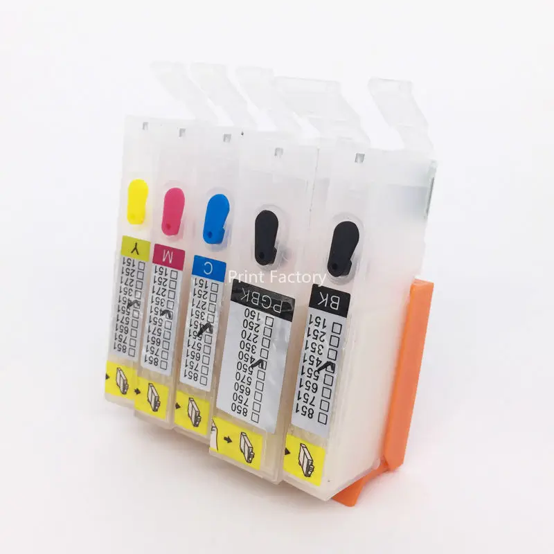 

PGI550 CLI551 Refillable Cartridge With Chip For Canon IP7250 IP8750 MG5450 MX725 MX925 MG6450 MG5550 IX6850 MG5650 5 Color