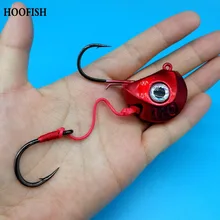 HOOFISH 140 г/120 г/100 г 2 шт./лот большая свинцовая наживка для рыбалки с двумя крючками mustad Red fish shaped fishhook глубокая морская жесткая приманка