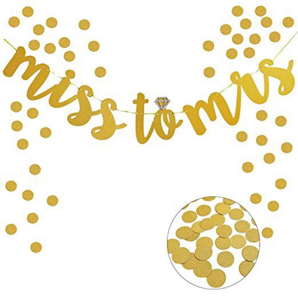

1pc Miss to Mrs Banner,Bridal Shower Sign Backdrop,Bachelorette/Anniversary/Gold Glitter Wedding Party Decorations Supplies