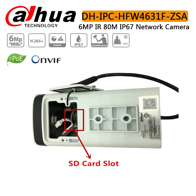 DH IPC HFW4631F ZSA ZAS 6MP IP Камера 5X Zoom Bullet 60 м ИК Micro SD Card Slot аудио IP67 IK10 с логотипом|Камеры