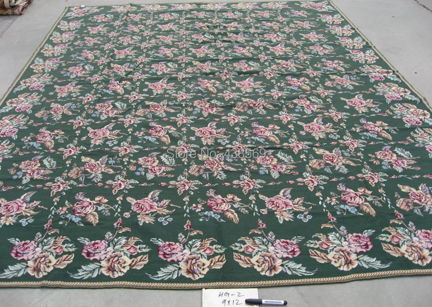 Free shipping handmade needlepoint woolen carpets high quality 9'x12