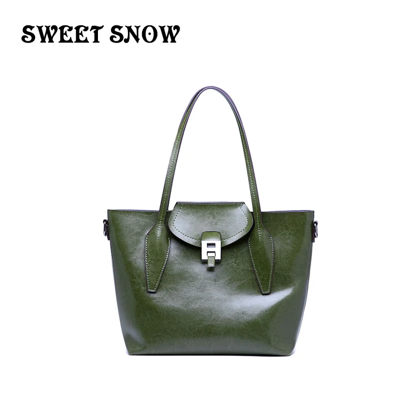 

SWEET SNOW Brand Fashion Messenger Women Bag Genuine Leather Shoulder Bag Bucket Retro Shoulder Bag Luxury Designer Handbag