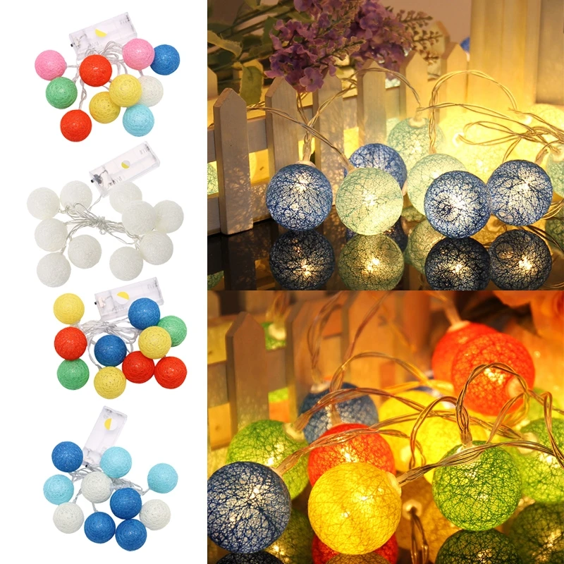

YAM 1.2m 10 LED Waterproof Cotton Ball Fairy String Lights w/Battery Box Xmas Wedding Suitable For Indoor and Outdoor Decoration