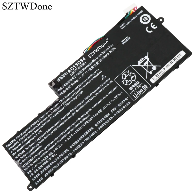 New Replacement Laptop Battery For Acer Aspire V5-122P - 30Wh, 11.4V, 3-Cell LiPo (Model AC13C34)