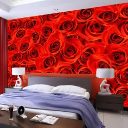 Оптовая красная роза фрески 3d Холсты для рисования росписи обои для свадьбы комнате Задний план 3D стены фото фрески стены фрески