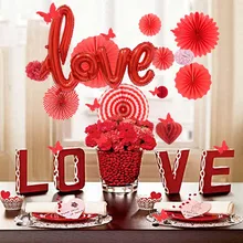 Красный декоративный Комплект для свадебной вечеринки, шары из фольги, бабочки, наклейки на стену, Pom цветы для свадьбы, День Святого Валентина, Декор