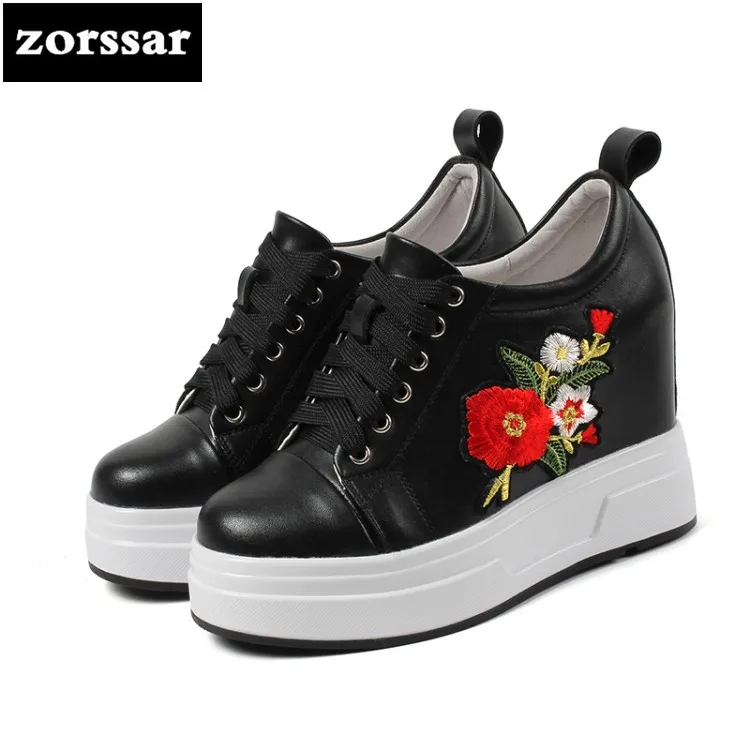 

{Zorssar} Fashion flowers Ankle Boots For Women Thick Heels 2019 spring Autumn Leather Platform Shoes High Heels Ladies Booties