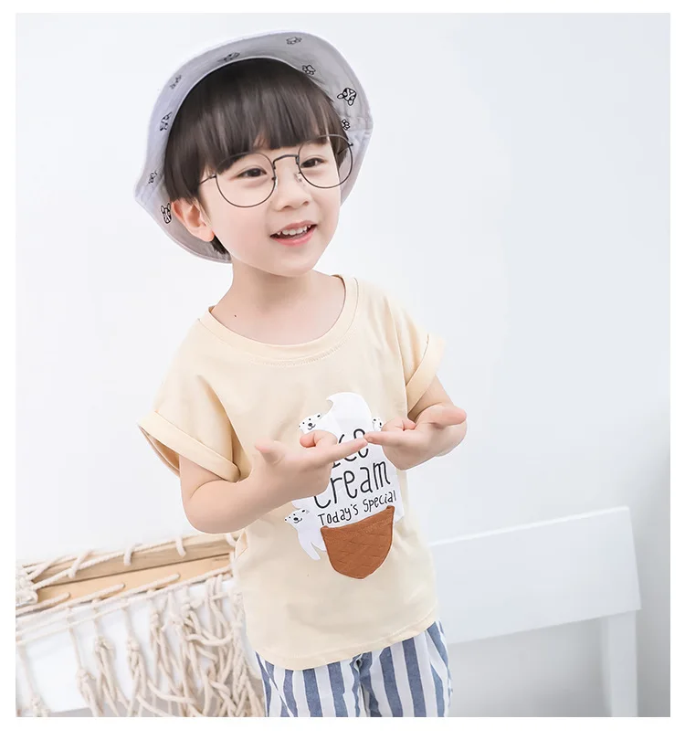 New Cotton Baby Boys Clothes Set Summer Casual Toddler Girl Outfits 2pcs Children Clothing Letter Tshirt Stripe Shorts Kids Suit (12)