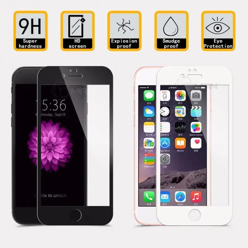 Полноэкранное защитное стекло с твердыми краями для сотового телефона iPhone 7 8