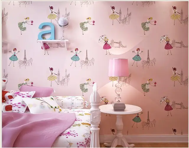 Lovely Environmental Non Woven Wallpaper Roll Cartoon Children S Lovely Environmental Non Woven Wallpaper Roll Cartoon Children S Room Bedroom Princess Ballet Pink For