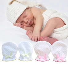 1 пара мягких модных милых перчаток унисекс с ледяным шелком против царапин, защитные перчатки для новорожденных, регулируемые детские перчатки