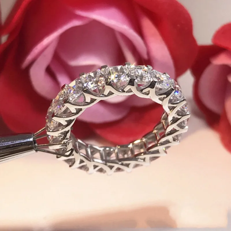 The Best Sale Choucong Brand Original Luxury Jewelry 925 Sterling Silver Princess Cut Stack White Clear 5A CZ Wedding Band Ring | Украшения