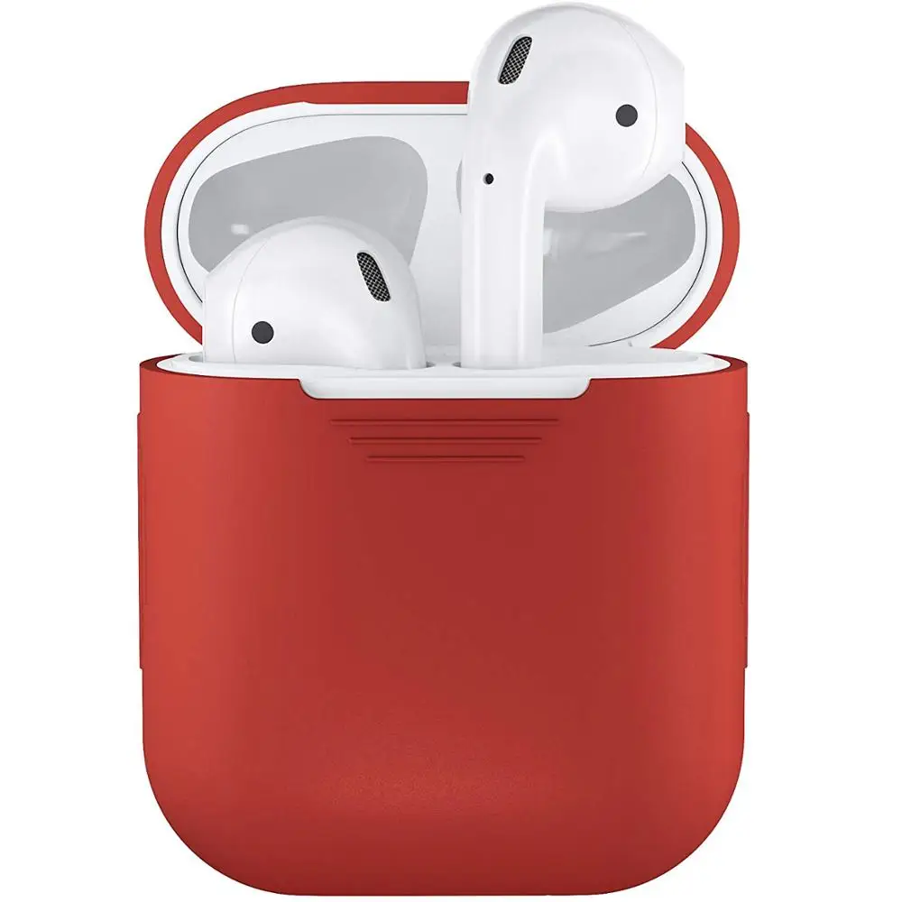 Air Pods силиконовый Bluetooth беспроводной чехол для наушников Защитный чехол Аксессуары для Apple Airpods зарядная коробка для AirPods - Цвет: Red