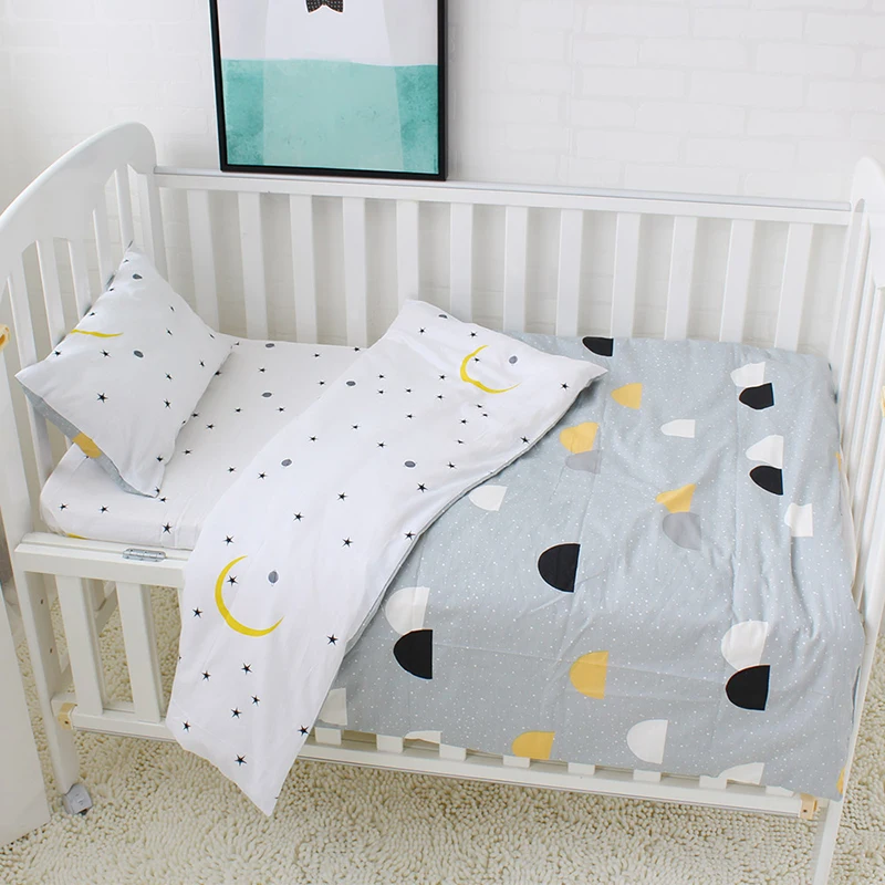Комплект детской кроватки из чистого хлопка, Комплект постельного белья для новорожденных, Комплект постельного белья для детской кроватки, пододеяльник, наволочка, плоский лист, 3 шт