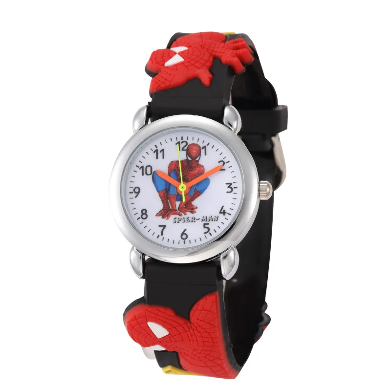 Модные часы с человеком-пауком 2017 Детские Мультяшные часы Детские крутые 3D резиновый ремешок кварцевые часы подарок Relojes Relogio