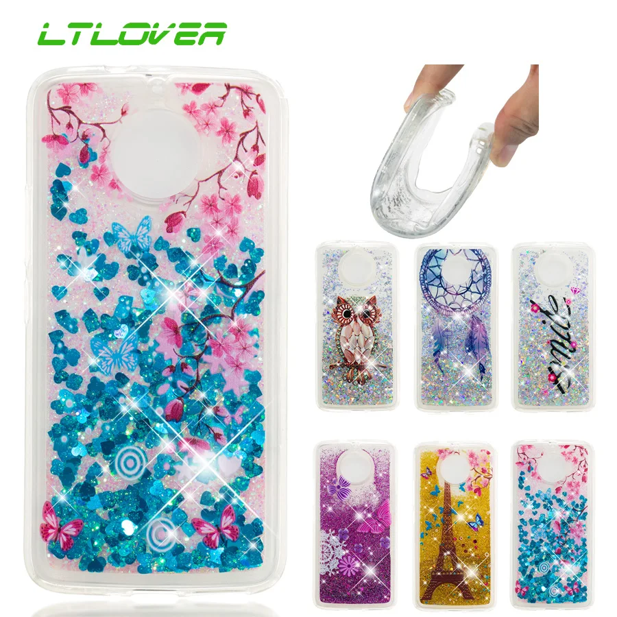 Glitter Sand Quicksand Dynamic Liquid Silicone Phone Case For Motorola Moto G5 G5s E4 C G6 2018 E5 Plus Z3 Play Back Cover Funda |