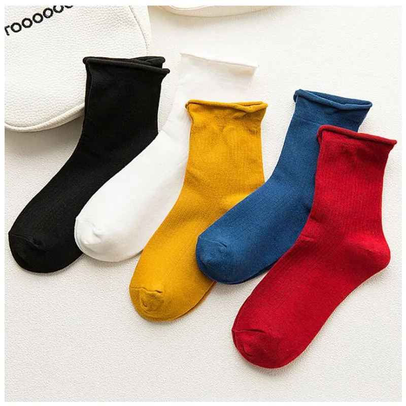 Cotton compression solid color socks women Fashionable women short