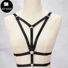Свадебные сексуальный комплект нижнего белья бюстгальтер с черным топом с лямкой на шее эластичная клетка средства ухода за кожей Связывание бюстгальтер гот, Харадзюку Фетиш для эротики подвязки