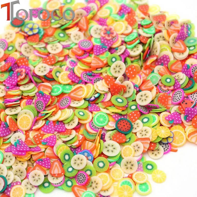 TOFOCO 12 Type/Set Clear Slime Fruit Slices Mixed Kawaii Soft Clay DIY Slime Supplies Accessories Crystal Mud Toys For Kid