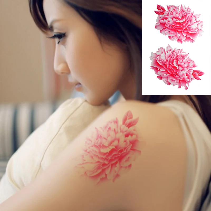 Belle Rose De Tatouage Pivoine Fleurs Sexy Body Art Femmes
