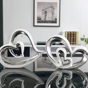 

Modern Ceramic heart shaped Home Furnishing Articles Porcelain Crafts Figurines & Miniatures home decoration accessories