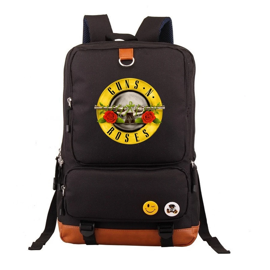 Fashion Men guns n roses Backpack Rucksack Rock Band Mochila Guns N Roses Hip Hop Teenagers School Laptop Bags With High Quality