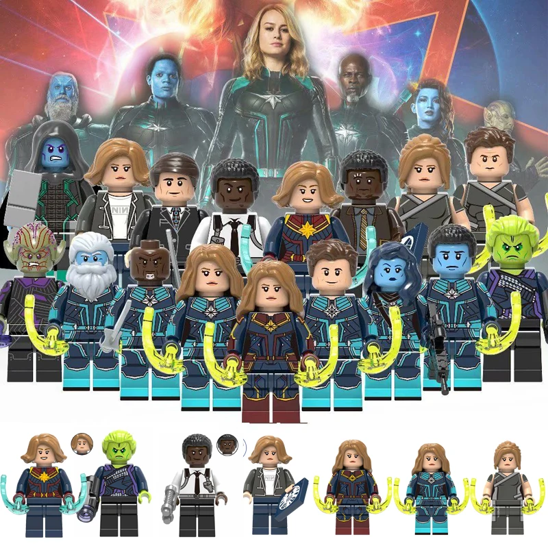 

8PCS/LOT Super Heroes Action Figures Captain Marvel Starforce Building Blocks Set Legoed Bricks Minifigured Children Kids Toys