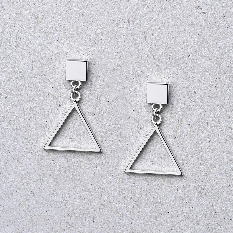 

2018 Earings Fashion Jewelry L&p New Fashion 925 Sterling Square Traingle Earrings For Women Hot Sale Fine Jewelry Wholesale